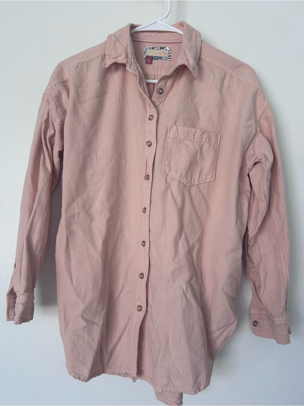 NWOT Pilcro Anthropologie Denim Long-Sleeve Button-Up Oversized Shirt Size XXS
